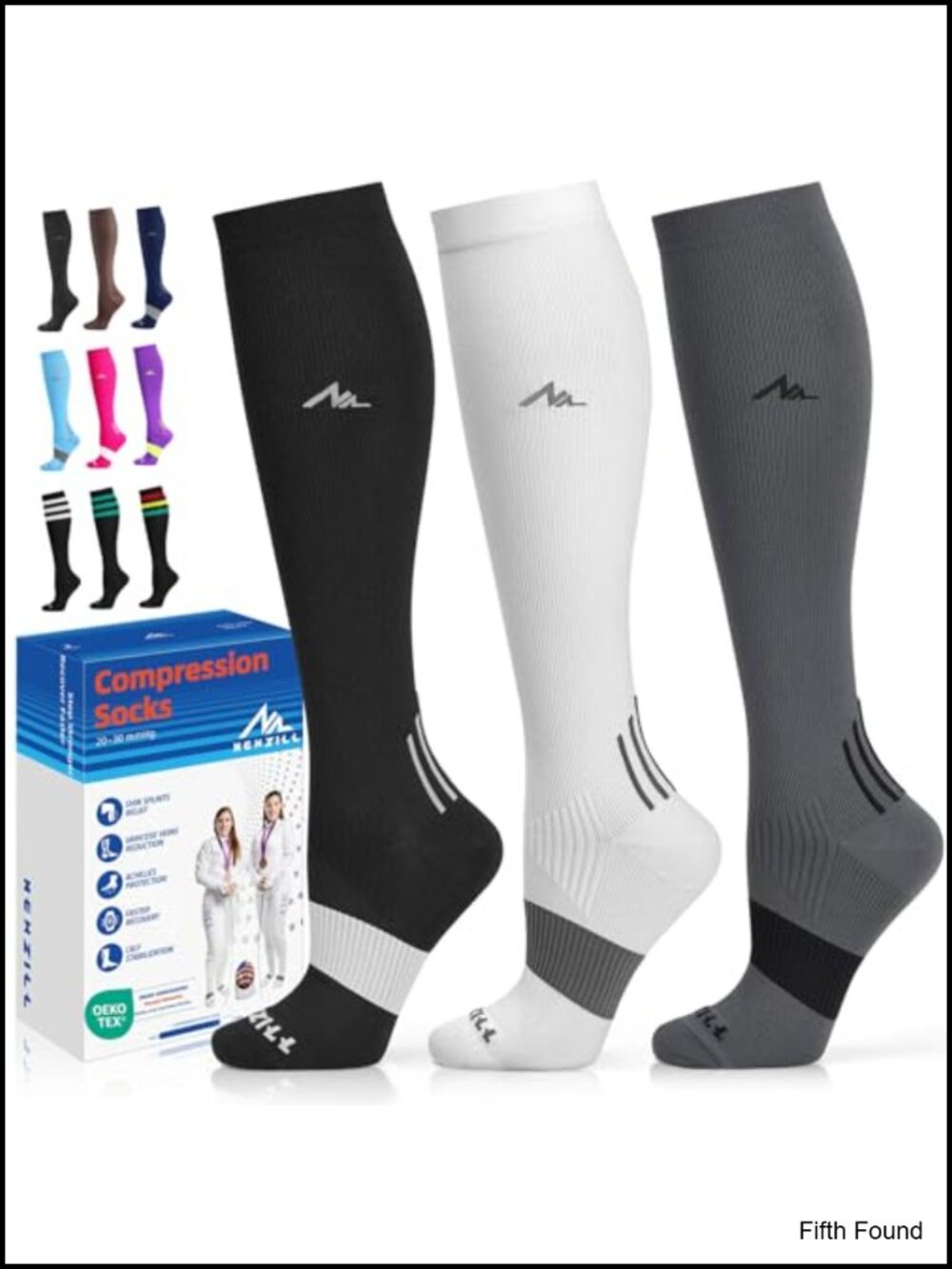 20-30 mmHg Compression Socks Knee-High Unisex Nylon Spandex